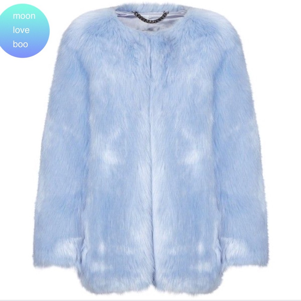 THP Baby Blue Faux Fur Coat